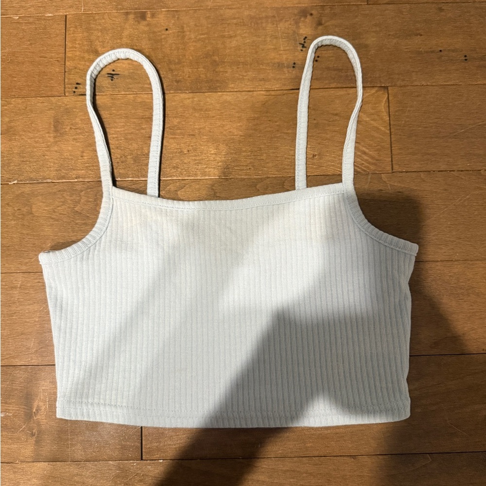H&M Ribbed Light Blue Crop Top
